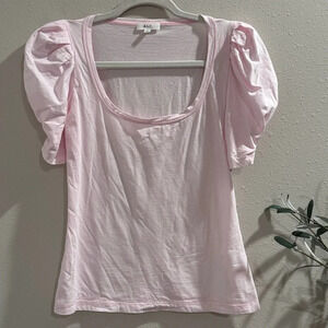 A.L.C. Pale Pink Rumi Tee Scoop Neck Puffed Sleeve Slim Fit Cotton Size XS